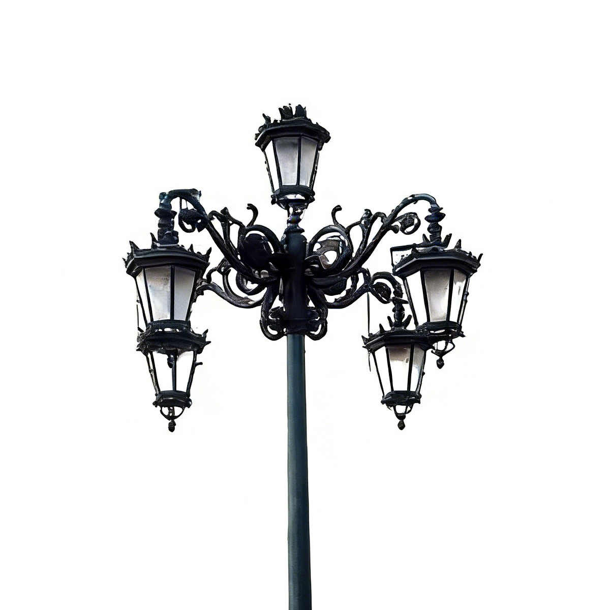 Victorian Solar Lamp Post  HS-L042 – 4 Light Black Finish,solar lighting lamp post